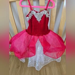 Girl Revolution Dance Ballet Recital Dress Red Jeweled Tulle